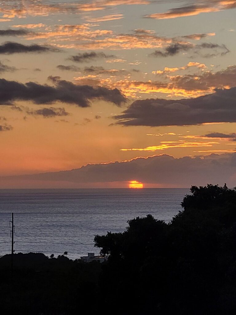 Sunset ocean view from La‘i Loa in Wailea Maui overlooking the Pacific Ocean