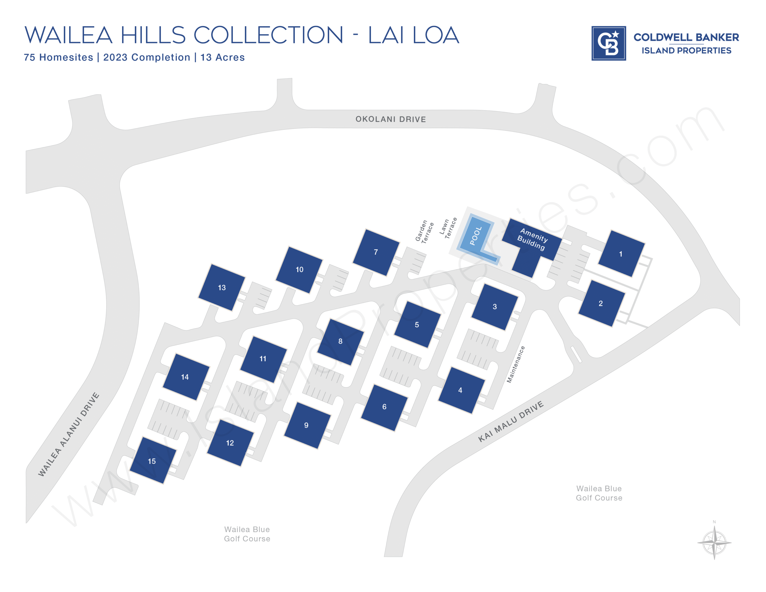 La‘i Loa site map showing building layout, amenities, and golf course surroundings in Wailea Maui
